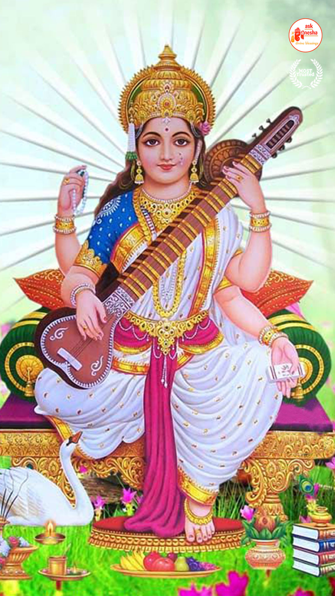 Maa Saraswati Wallpapers [HD] | Download Free Images on Askganesha